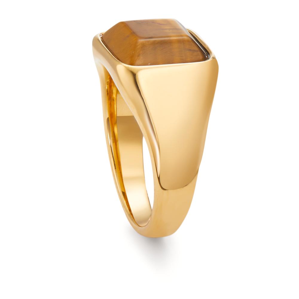 Ring Stainless steel Tiger Eye Yellow IP coated