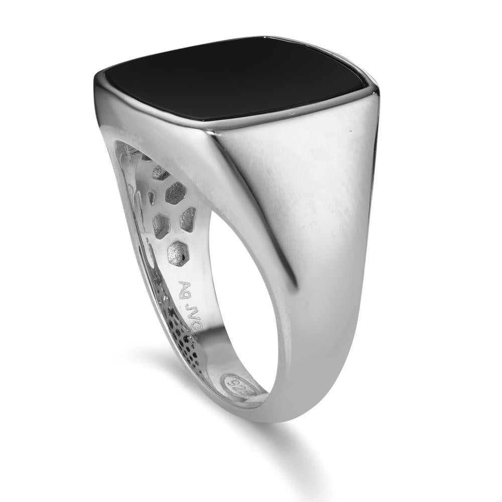 Ring Silver Onyx Rhodium plated