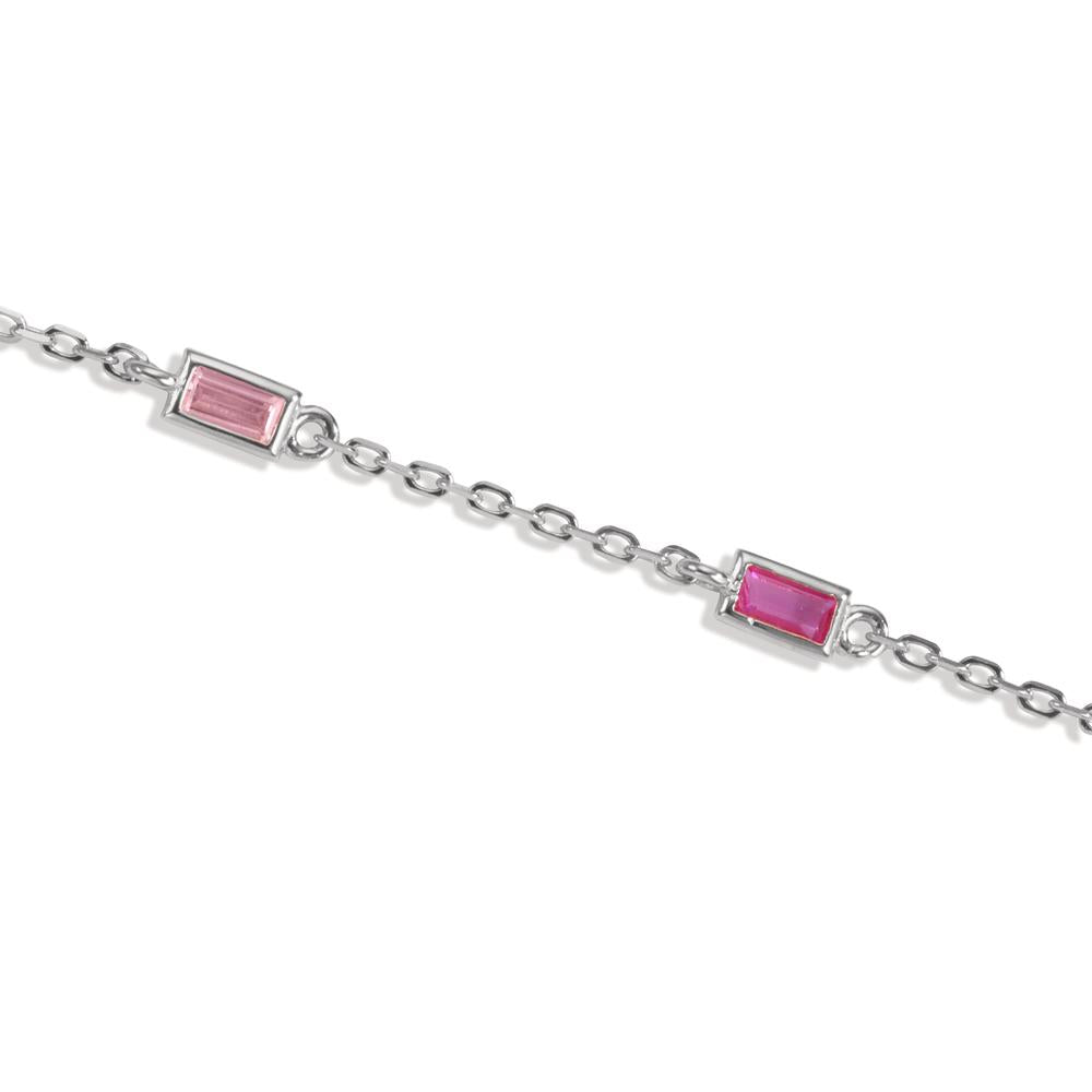 Bracelet Silver Zirconia Rose, 5 Stones Rhodium plated 16-18.5 cm