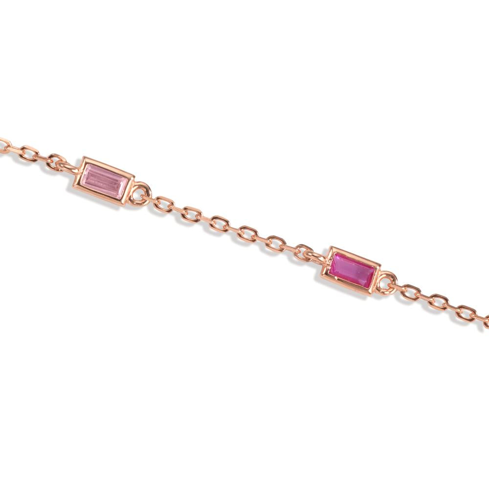 Bracelet Silver Zirconia Rose, 5 Stones Rose Gold plated 16-18.5 cm