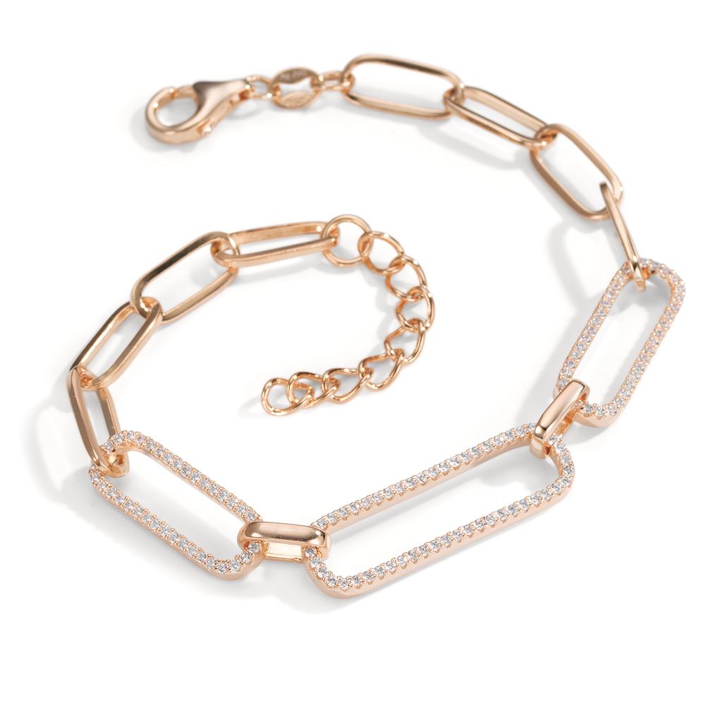 Bracelet Silver Zirconia Rose Gold plated 15.5-20 cm