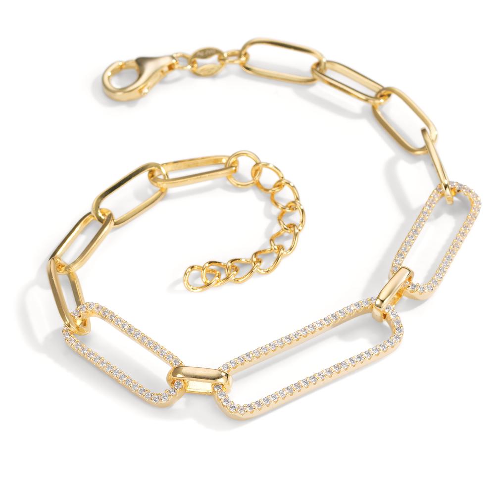 Bracelet Silver Zirconia Yellow Gold plated 17-19 cm