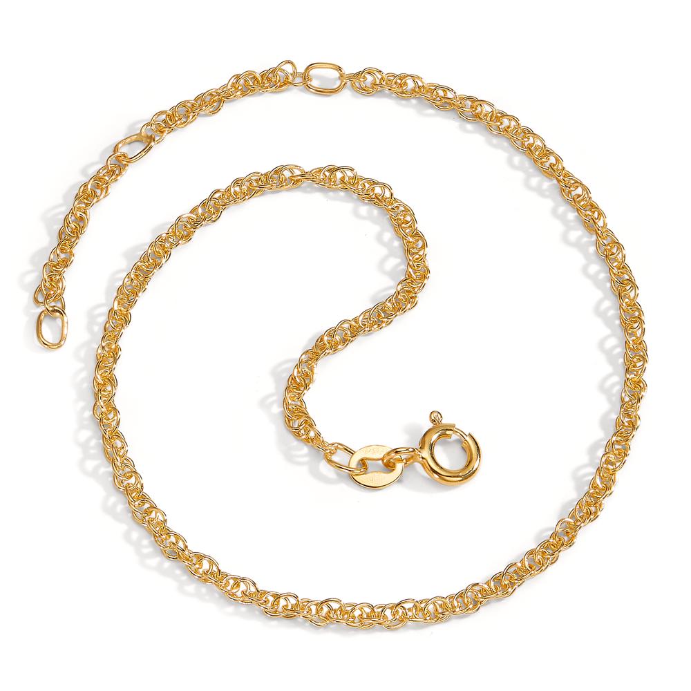 Anklet Silver Yellow Gold plated 22-26 cm Ø1.3 mm