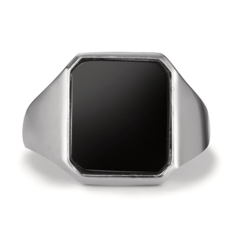 Ring Silver Onyx Rhodium plated