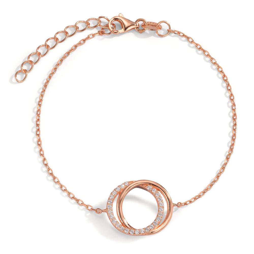 Bracelet Silver Zirconia Rose Gold plated 16-19 cm