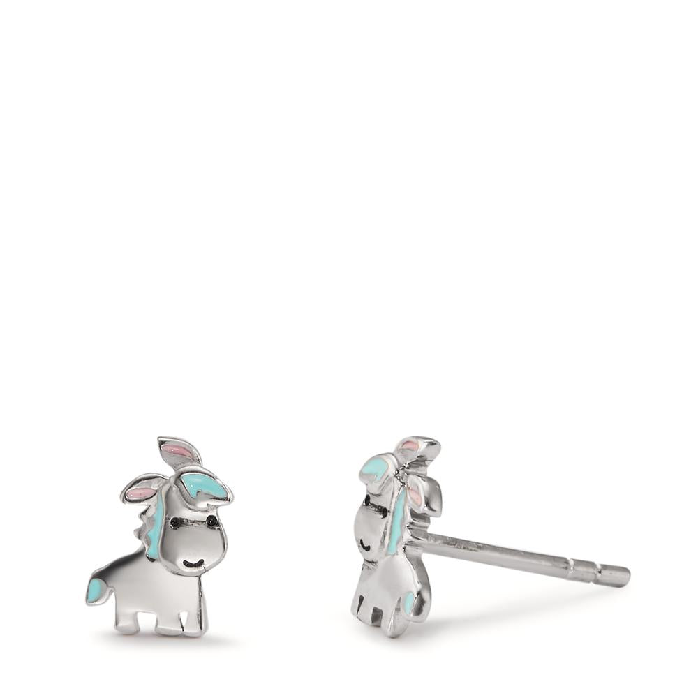 Stud earrings Silver Rhodium plated Pony