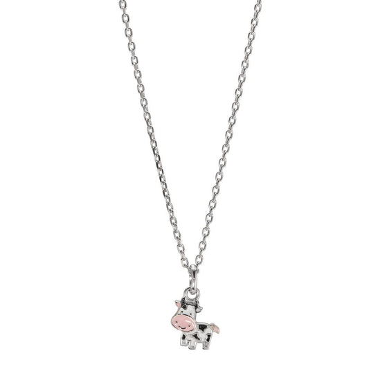 Chain necklace with pendant Silver Rhodium plated Cow 36-38 cm