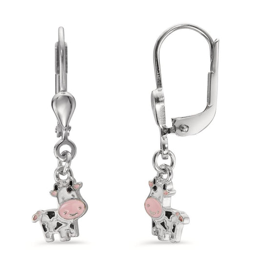 Drop Earrings Silver Rhodium plated Cow