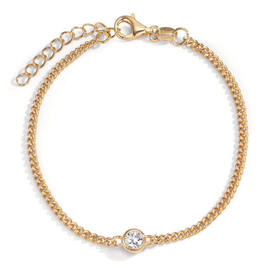 Bracelet Silver Zirconia Yellow Gold plated 16-19 cm