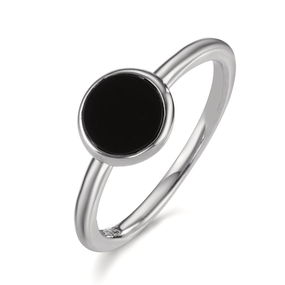 Ring Silver Onyx Rhodium plated Ø7.5 mm