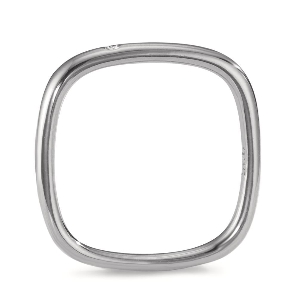 Stacking ring Silver Zirconia Rhodium plated