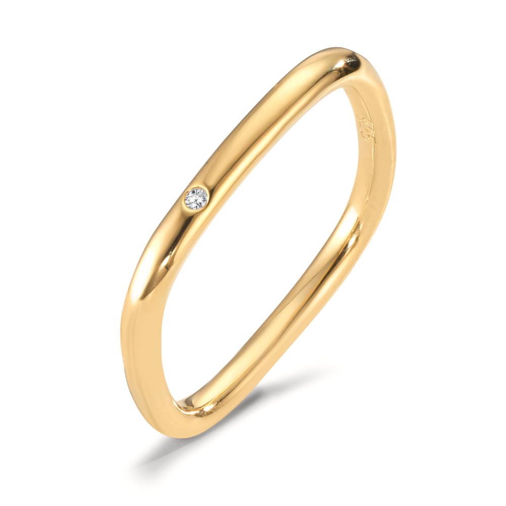 Stacking ring Silver Zirconia Yellow Gold plated