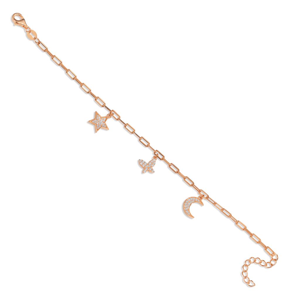 Bracelet Silver Zirconia Rose Gold plated 16-18.5 cm