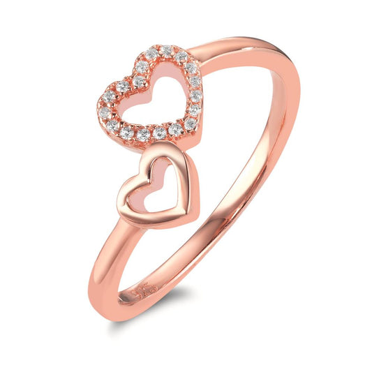 Ring Silver Zirconia Rose Gold plated Heart