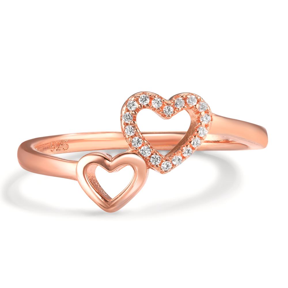 Ring Silver Zirconia Rose Gold plated Heart