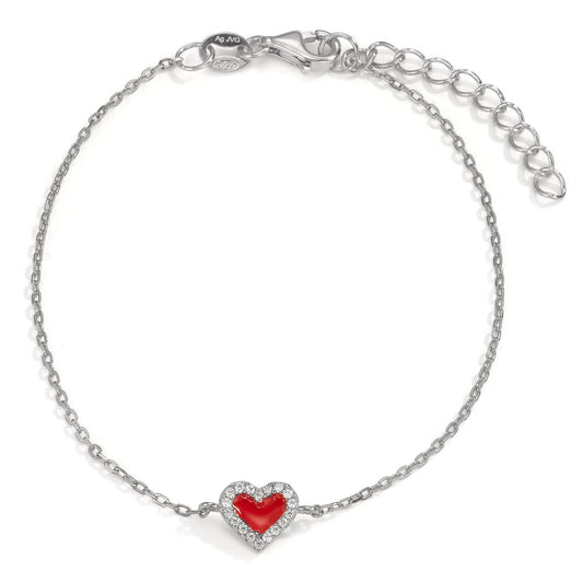 Bracelet Silver Zirconia Rhodium plated Heart 16-19 cm