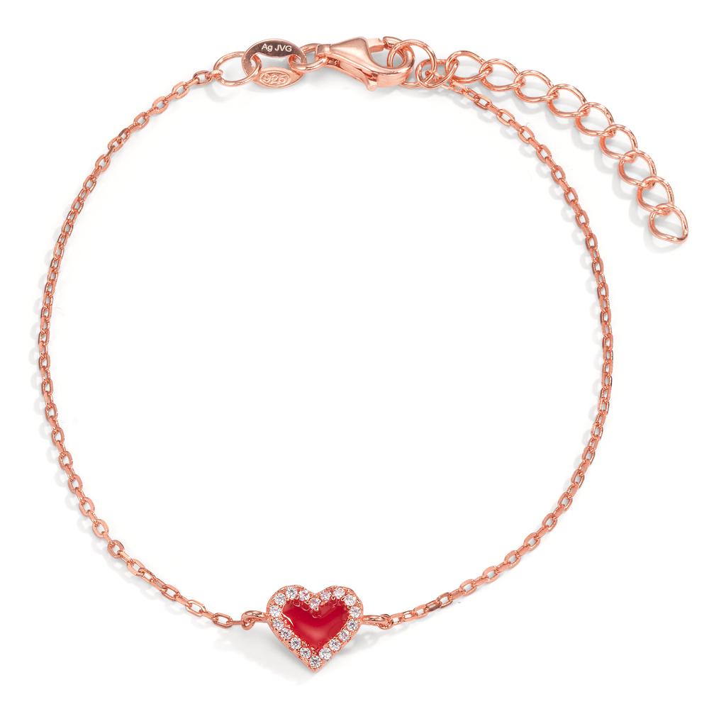 Bracelet Silver Zirconia Rose Gold plated Heart 16-19 cm