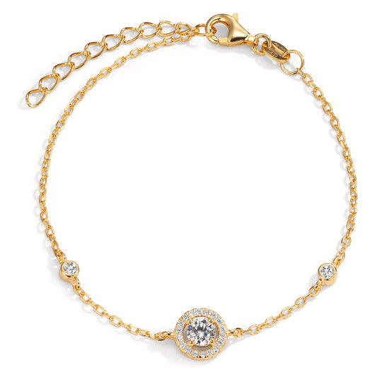 Bracelet Silver Zirconia Yellow Gold plated 16-19 cm