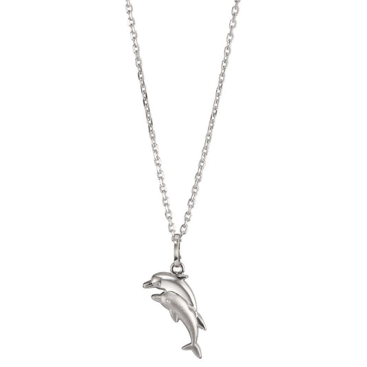 Chain necklace with pendant Silver Rhodium plated Dolphin 38-40 cm