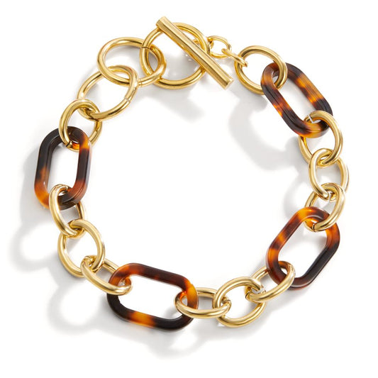 Bracelet Stainless steel synthetic tortoiseshell Yellow IP coated 18-20 cm