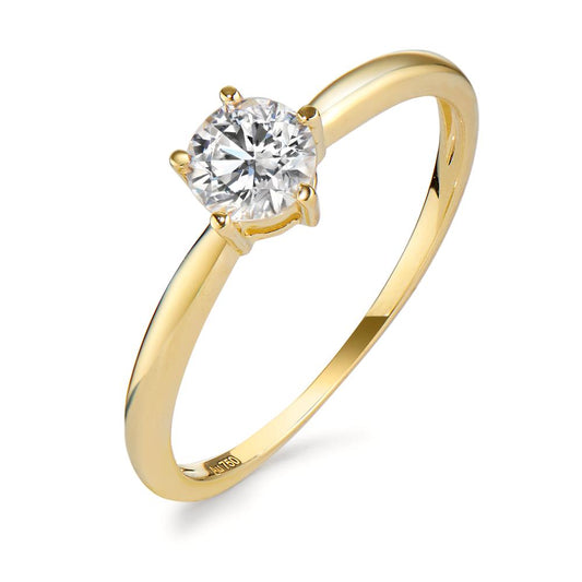 Solitaire ring 18k Yellow Gold Zirconia Ø5.5 mm