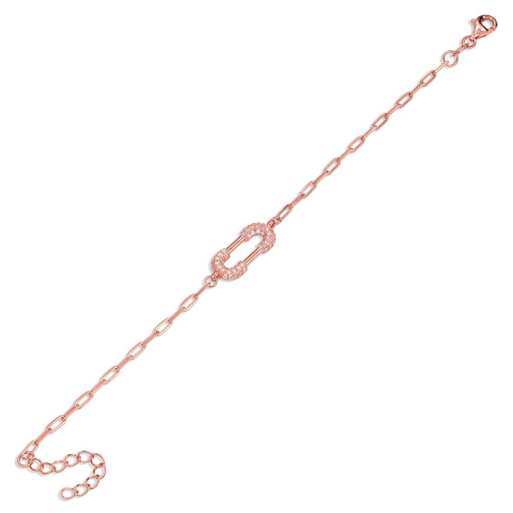 Bracelet Silver Zirconia Rose Gold plated 16-18.5 cm