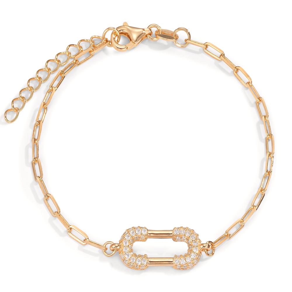 Bracelet Silver Zirconia Yellow Gold plated 16-18.5 cm