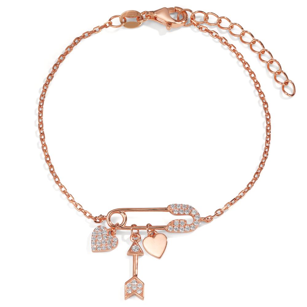 Bracelet Silver Zirconia Rose Gold plated 16-19 cm