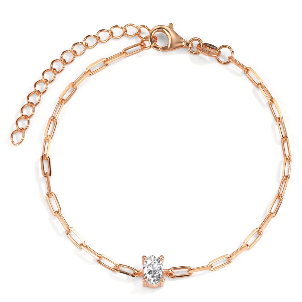 Bracelet Silver Zirconia Rose Gold plated 15.5-19 cm