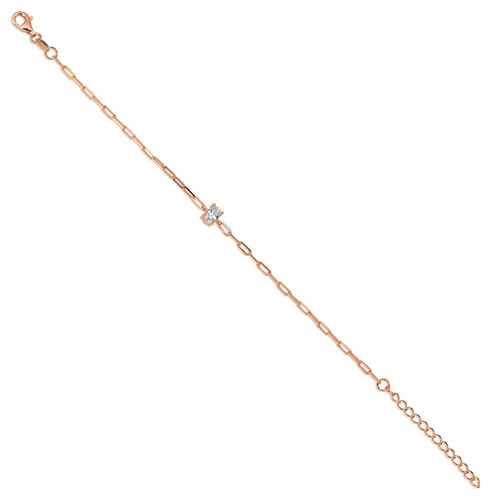 Bracelet Silver Zirconia Rose Gold plated 15.5-19 cm