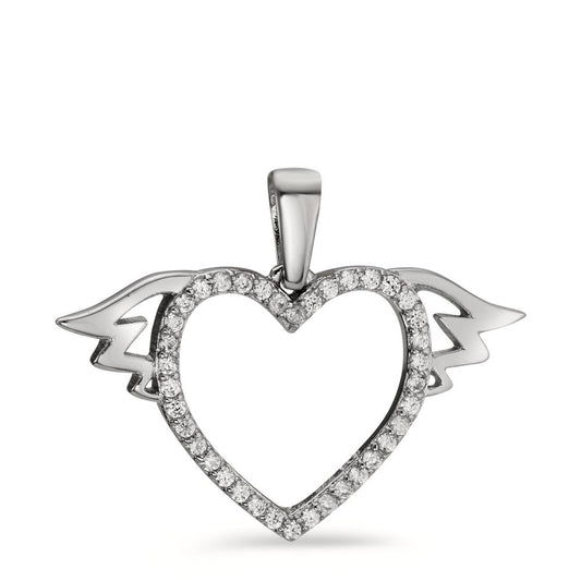 Pendant Silver Zirconia Rhodium plated Heart