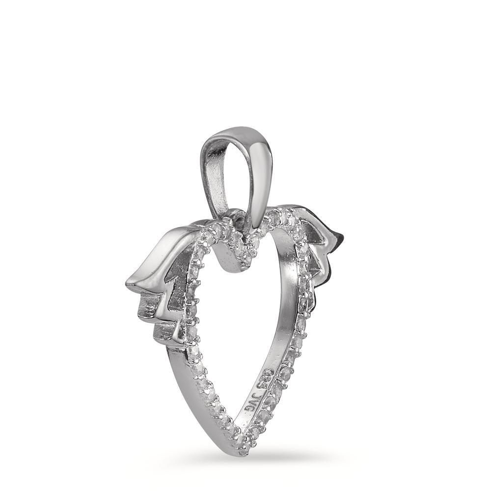 Pendant Silver Zirconia Rhodium plated Heart