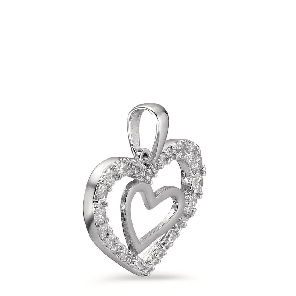 Pendant Silver Zirconia Rhodium plated Heart