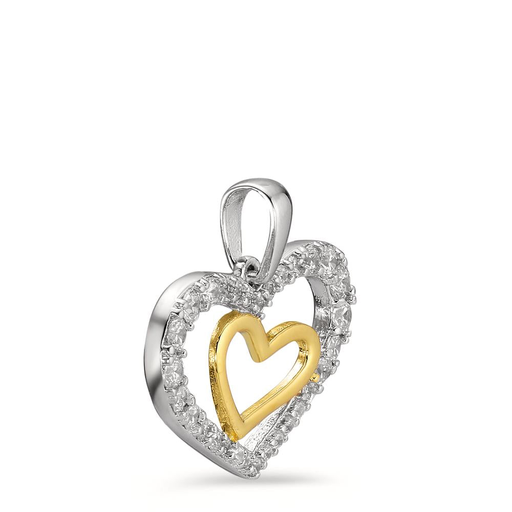 Pendant Silver Zirconia Yellow Rhodium plated Heart