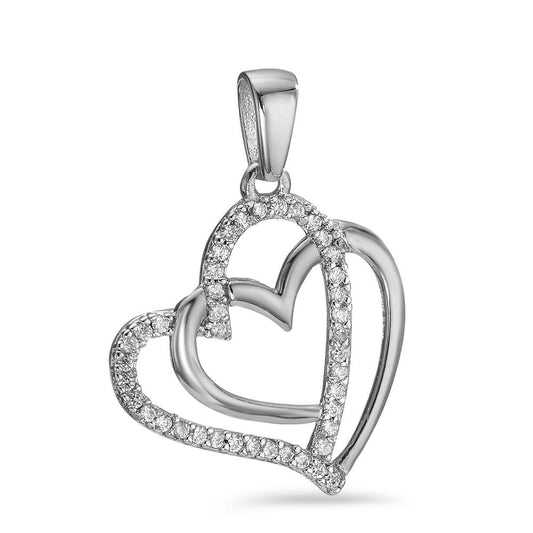 Pendant Silver Zirconia Silver Rhodium plated Heart