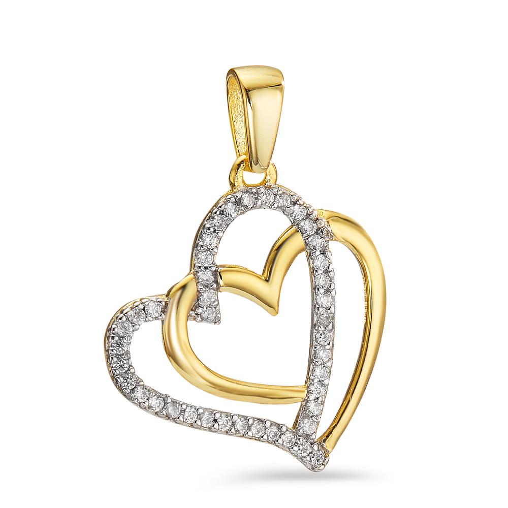 Pendant Silver Zirconia Yellow Gold plated Heart