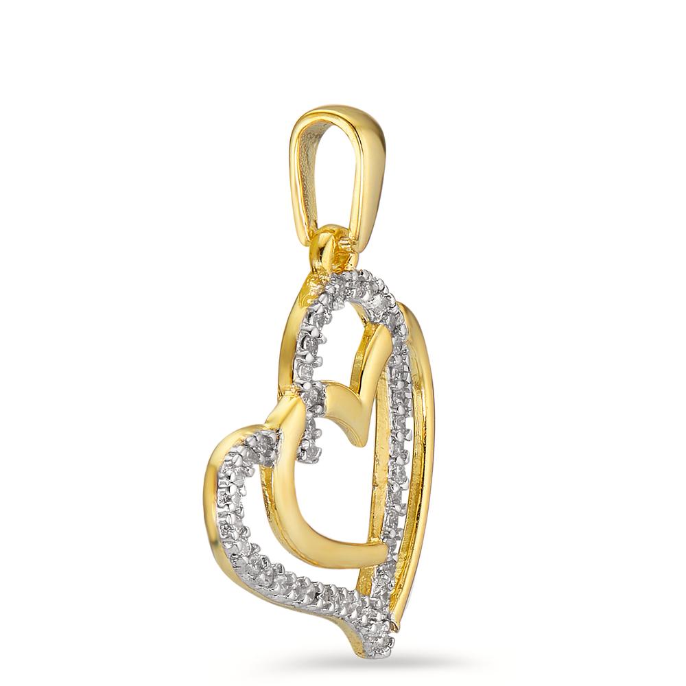 Pendant Silver Zirconia Yellow Gold plated Heart