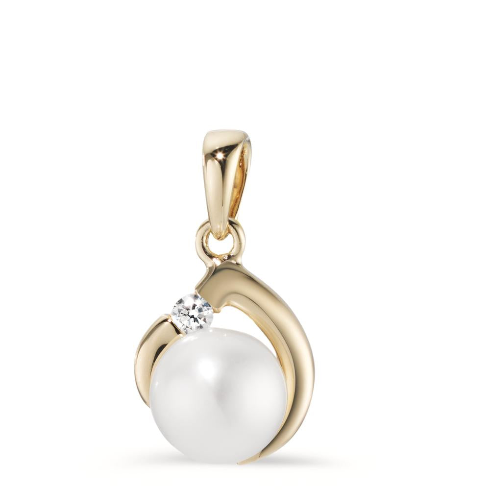 Pendant Silver Zirconia Gold plated Freshwater pearl