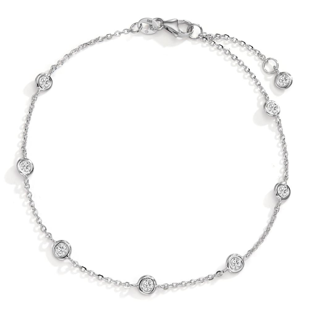 Bracelet 14k White Gold Zirconia 8 Stones 17-19 cm