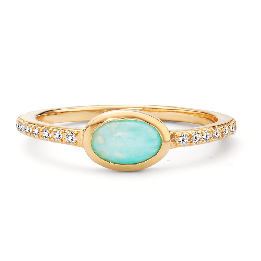 Ring Bronze Amazonite Turquoise, 17 Stones Gold plated