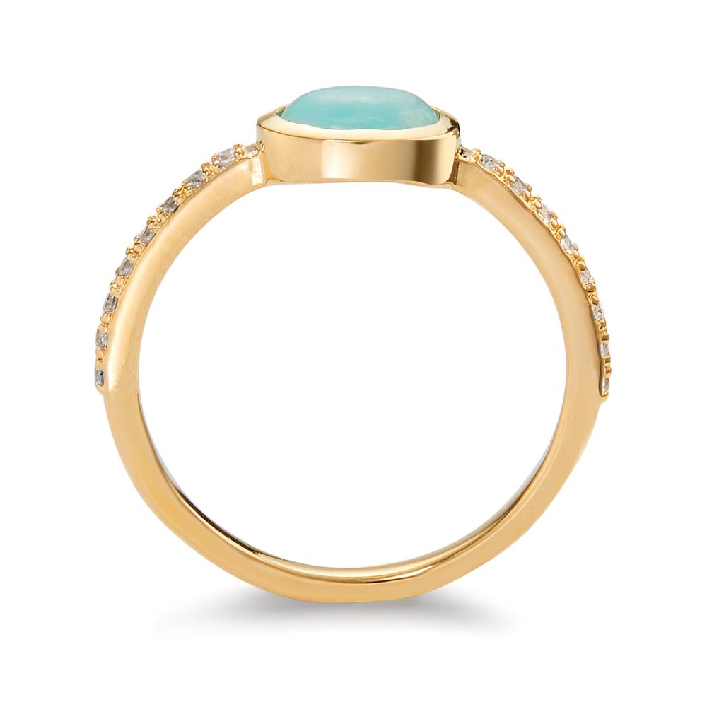 Ring Bronze Amazonite Turquoise, 17 Stones Gold plated