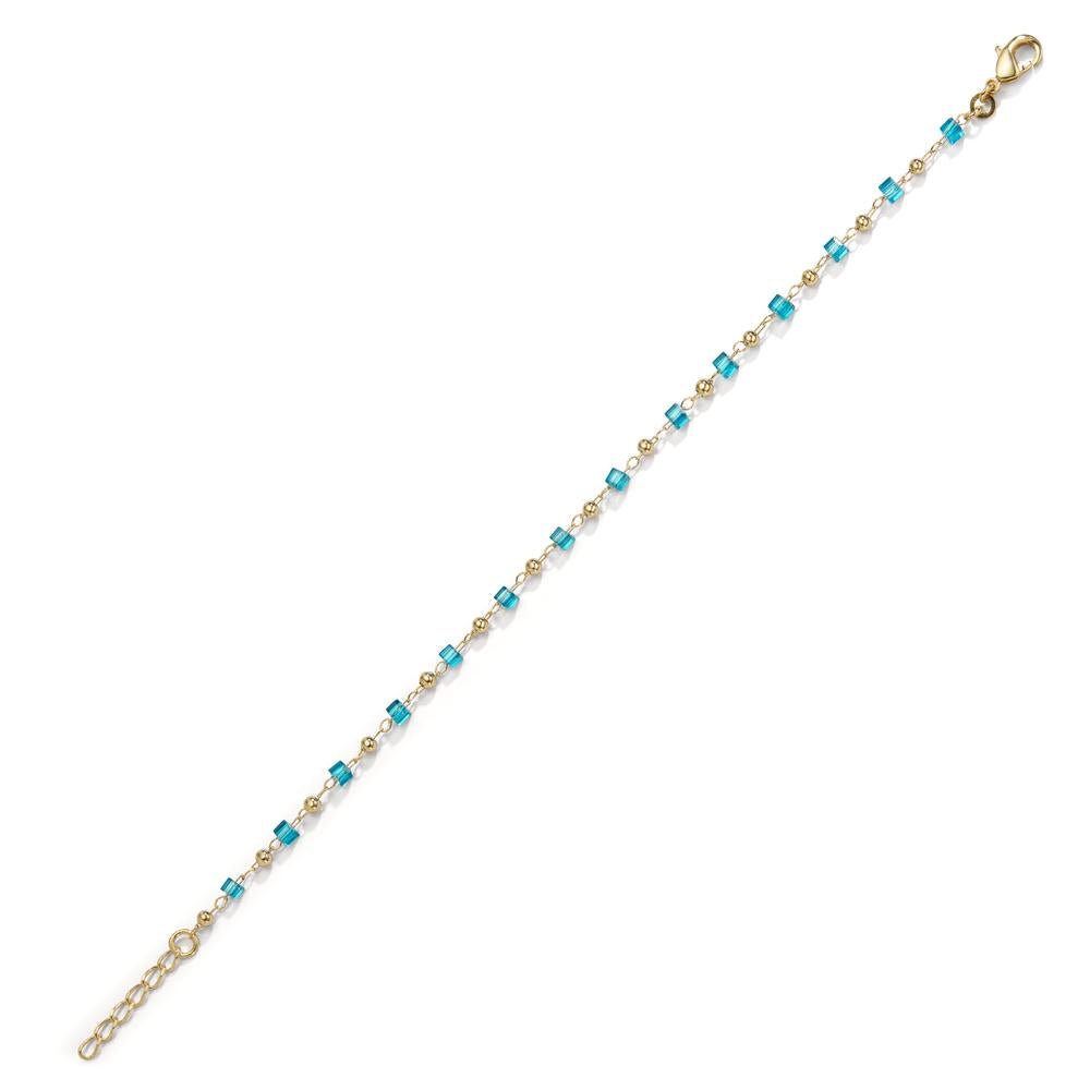 Bracelet Bronze Crystal Aqua, 14 Stones Gold plated 16-18 cm