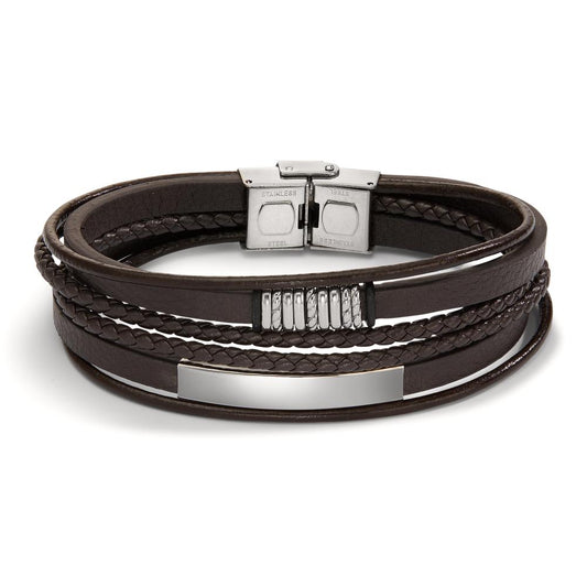 Bracelet Stainless steel, Leather 21.5 cm