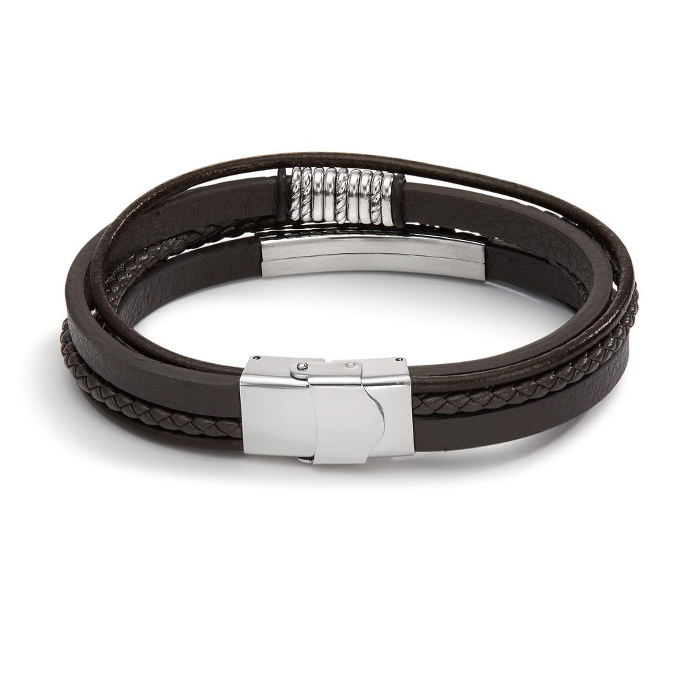 Bracelet Stainless steel, Leather 21.5 cm