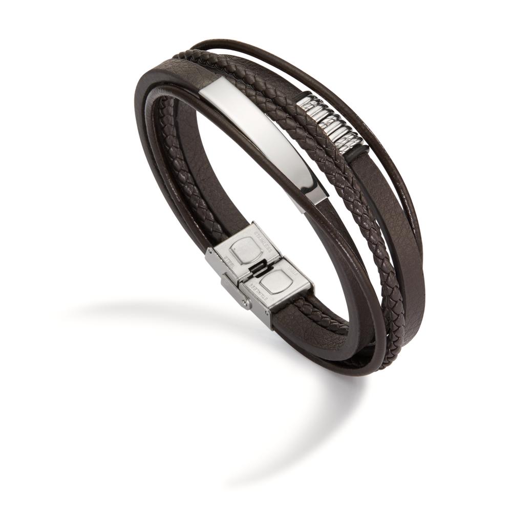 Bracelet Stainless steel, Leather 21.5 cm