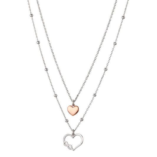 Necklace Silver Rose Bicolor Heart 40-44 cm
