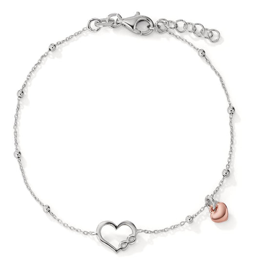 Bracelet Silver Rose Bicolor Heart 17-19 cm