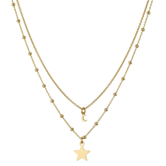 Necklace Silver Yellow Gold plated Star 38-42 cm