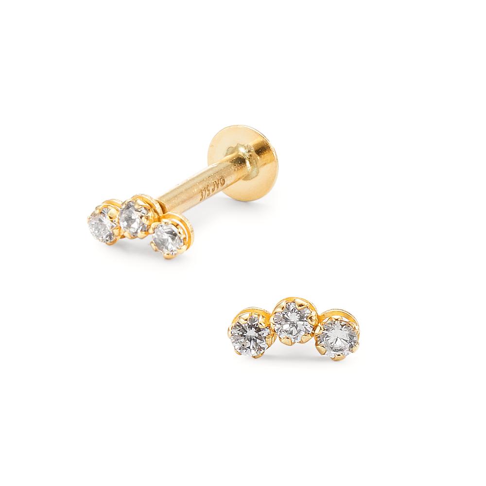 Piercing 9k Yellow Gold Zirconia 3 Stones