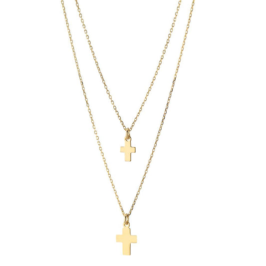 Necklace Silver Yellow Gold plated Cross 38-42 cm